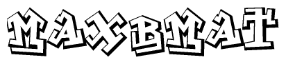 The clipart image depicts the word Maxbmat in a style reminiscent of graffiti. The letters are drawn in a bold, block-like script with sharp angles and a three-dimensional appearance.