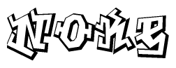 The clipart image features a stylized text in a graffiti font that reads Noke.