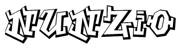 The clipart image depicts the word Nunzio in a style reminiscent of graffiti. The letters are drawn in a bold, block-like script with sharp angles and a three-dimensional appearance.