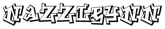 The clipart image depicts the word Nazzleynn in a style reminiscent of graffiti. The letters are drawn in a bold, block-like script with sharp angles and a three-dimensional appearance.