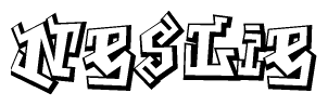 The clipart image depicts the word Neslie in a style reminiscent of graffiti. The letters are drawn in a bold, block-like script with sharp angles and a three-dimensional appearance.