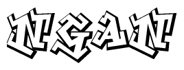 The clipart image features a stylized text in a graffiti font that reads Ngan.