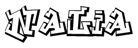 The clipart image depicts the word Nalia in a style reminiscent of graffiti. The letters are drawn in a bold, block-like script with sharp angles and a three-dimensional appearance.