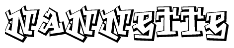 The image is a stylized representation of the letters Nannette designed to mimic the look of graffiti text. The letters are bold and have a three-dimensional appearance, with emphasis on angles and shadowing effects.