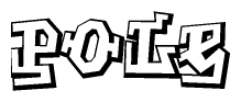 The clipart image depicts the word Pole in a style reminiscent of graffiti. The letters are drawn in a bold, block-like script with sharp angles and a three-dimensional appearance.