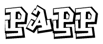The clipart image features a stylized text in a graffiti font that reads Papp.
