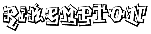 The clipart image depicts the word Rikempton in a style reminiscent of graffiti. The letters are drawn in a bold, block-like script with sharp angles and a three-dimensional appearance.