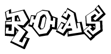 The clipart image features a stylized text in a graffiti font that reads Roas.