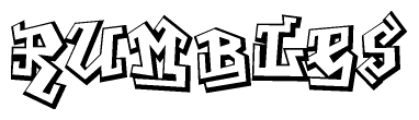 The clipart image features a stylized text in a graffiti font that reads Rumbles.