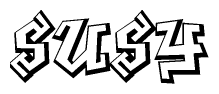 The image is a stylized representation of the letters Susy designed to mimic the look of graffiti text. The letters are bold and have a three-dimensional appearance, with emphasis on angles and shadowing effects.