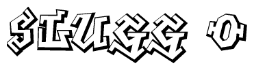 The clipart image depicts the word Slugg o in a style reminiscent of graffiti. The letters are drawn in a bold, block-like script with sharp angles and a three-dimensional appearance.