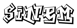 The clipart image features a stylized text in a graffiti font that reads Sinem.