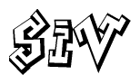 The clipart image depicts the word Siv in a style reminiscent of graffiti. The letters are drawn in a bold, block-like script with sharp angles and a three-dimensional appearance.