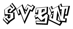 The image is a stylized representation of the letters Sven designed to mimic the look of graffiti text. The letters are bold and have a three-dimensional appearance, with emphasis on angles and shadowing effects.