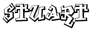 The clipart image depicts the word Stuart in a style reminiscent of graffiti. The letters are drawn in a bold, block-like script with sharp angles and a three-dimensional appearance.