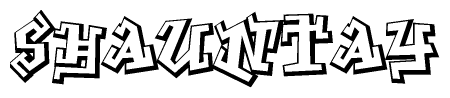 The image is a stylized representation of the letters Shauntay designed to mimic the look of graffiti text. The letters are bold and have a three-dimensional appearance, with emphasis on angles and shadowing effects.