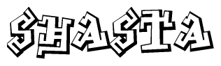 The clipart image features a stylized text in a graffiti font that reads Shasta.