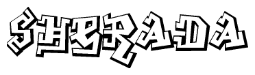 The image is a stylized representation of the letters Sherada designed to mimic the look of graffiti text. The letters are bold and have a three-dimensional appearance, with emphasis on angles and shadowing effects.