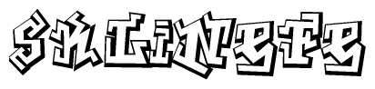 The clipart image depicts the word Sklinefe in a style reminiscent of graffiti. The letters are drawn in a bold, block-like script with sharp angles and a three-dimensional appearance.