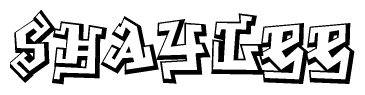 The clipart image depicts the word Shaylee in a style reminiscent of graffiti. The letters are drawn in a bold, block-like script with sharp angles and a three-dimensional appearance.