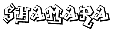 The clipart image depicts the word Shamara in a style reminiscent of graffiti. The letters are drawn in a bold, block-like script with sharp angles and a three-dimensional appearance.