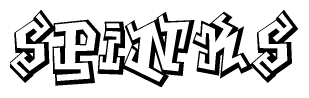 The clipart image features a stylized text in a graffiti font that reads Spinks.