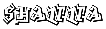 The image is a stylized representation of the letters Shanna designed to mimic the look of graffiti text. The letters are bold and have a three-dimensional appearance, with emphasis on angles and shadowing effects.