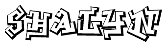 The clipart image depicts the word Shalyn in a style reminiscent of graffiti. The letters are drawn in a bold, block-like script with sharp angles and a three-dimensional appearance.