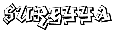 The image is a stylized representation of the letters Sureyya designed to mimic the look of graffiti text. The letters are bold and have a three-dimensional appearance, with emphasis on angles and shadowing effects.