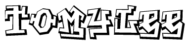 The clipart image depicts the word Tomylee in a style reminiscent of graffiti. The letters are drawn in a bold, block-like script with sharp angles and a three-dimensional appearance.