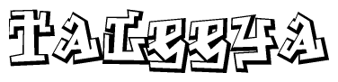 The clipart image depicts the word Taleeya in a style reminiscent of graffiti. The letters are drawn in a bold, block-like script with sharp angles and a three-dimensional appearance.