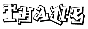 The clipart image depicts the word Thane in a style reminiscent of graffiti. The letters are drawn in a bold, block-like script with sharp angles and a three-dimensional appearance.