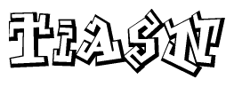The clipart image depicts the word Tiasn in a style reminiscent of graffiti. The letters are drawn in a bold, block-like script with sharp angles and a three-dimensional appearance.