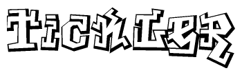 The clipart image depicts the word Tickler in a style reminiscent of graffiti. The letters are drawn in a bold, block-like script with sharp angles and a three-dimensional appearance.