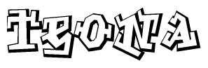 The image is a stylized representation of the letters Teona designed to mimic the look of graffiti text. The letters are bold and have a three-dimensional appearance, with emphasis on angles and shadowing effects.