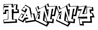 The clipart image depicts the word Tanny in a style reminiscent of graffiti. The letters are drawn in a bold, block-like script with sharp angles and a three-dimensional appearance.