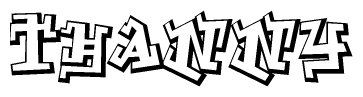 The image is a stylized representation of the letters Thanny designed to mimic the look of graffiti text. The letters are bold and have a three-dimensional appearance, with emphasis on angles and shadowing effects.