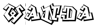 The clipart image depicts the word Wanda in a style reminiscent of graffiti. The letters are drawn in a bold, block-like script with sharp angles and a three-dimensional appearance.