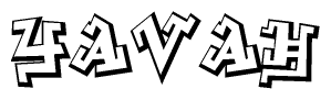 The clipart image features a stylized text in a graffiti font that reads Yavah.