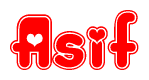 The image displays the word Asif written in a stylized red font with hearts inside the letters.