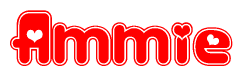 The image displays the word Ammie written in a stylized red font with hearts inside the letters.
