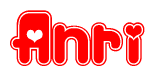 The image displays the word Anri written in a stylized red font with hearts inside the letters.