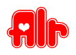 The image displays the word Alr written in a stylized red font with hearts inside the letters.