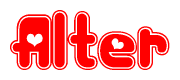 The image displays the word Alter written in a stylized red font with hearts inside the letters.