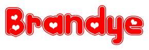 The image displays the word Brandye written in a stylized red font with hearts inside the letters.
