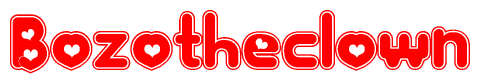The image displays the word Bozotheclown written in a stylized red font with hearts inside the letters.