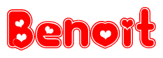 The image displays the word Benoit written in a stylized red font with hearts inside the letters.