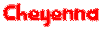 The image displays the word Cheyenna written in a stylized red font with hearts inside the letters.