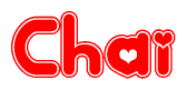 The image displays the word Chai written in a stylized red font with hearts inside the letters.