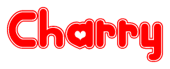 The image is a clipart featuring the word Charry written in a stylized font with a heart shape replacing inserted into the center of each letter. The color scheme of the text and hearts is red with a light outline.